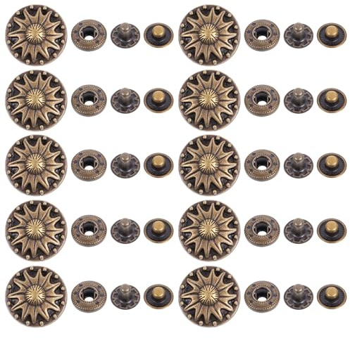 Bronzene Druckknöpfe aus Zinklegierung, 20 Satz | Retro Stil, Einzigartige Gravur, Klassische Optik, Passend für Geldbörsenschnalle und Verschluss