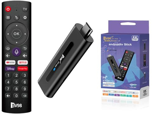 Android TV Stick 4K 2GB RAM 16GB ROM H313 Quad-Core 64bit WiFi5 Dual 2.4G/5G WiFi HDR10+ HD Smart TV Stick Box (TV2)