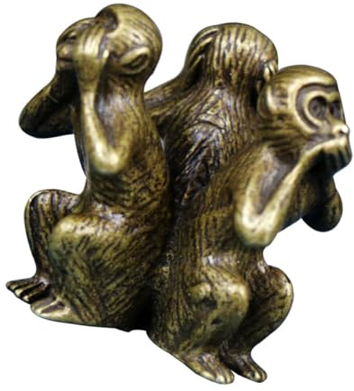 MOBUTOFU Kupfer Affenfigur Wohndekoration Gold Weihnachten Mottoparty | Retro Classic, Kompakt für Bücherregal, Wohnzimmer, Auto Armaturenbrett, Gearbeitetes Kupfer