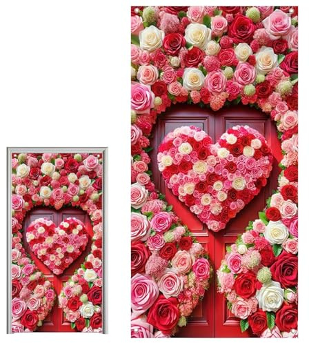 Valentins Türdekoration Dekorationshintergrund in Herz Rosen