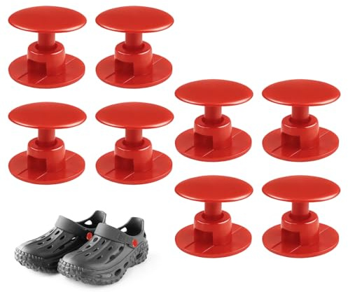 UIHRLM 8 Pairs Red Replacement Rivets Button for Beach Shoe, Waterproof Plastic Strap Rivets, Easy Fix Shoe Button Replacement Parts Accessories for Clog Beach Shoe Strap, Flip Flops Repair