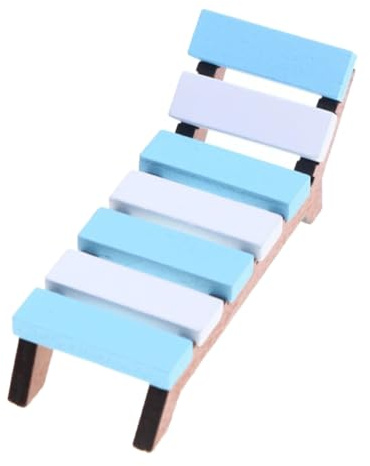 Healifty Miniature Wooden Sauna Chair Model, Mini Beach Bench Dollhouse Furniture, Bamboo Micro Landscape Ornament for Fairy Garden and Sauna Room Decor