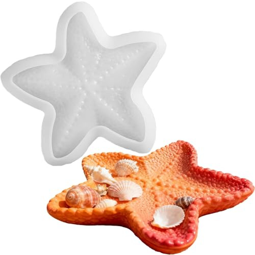 1 Pieza Molde de Silicona Estrella de Mar, Marina Animales Moldes Silicona, Molde de Bandeja Decorativa, Bandeja de Resina Epoxi, para Posavasos, Plato Joyería, Candelabro