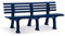 Parkbank aus Kunststoff - mit 9 Leisten - Breite 2000 mm, stahlblau - Gartenbank Ruhebank Bank für Außenbereich UV- und witterungsbeständig PVC Bank
