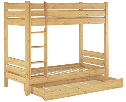 Erst-Holz Etagenbett f. Erwachsene 90x200, Nische 100 cm, mit 2 Rollroste u 1 Bettkasten 60.16-09S1