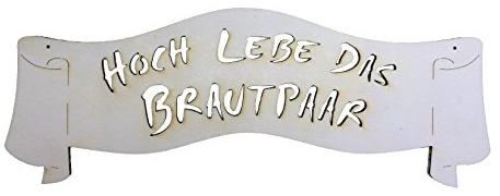 Petra's Bastel News Bastelartikel Banner Hoch lebe das Brautpaar aus Holz ca. 30 cm, 30cm