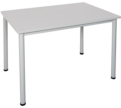 Schreibtisch Verschiedene Größen und Farben, Konferenztisch graues Metallgestel, Stabiler Besprechungstisch Arbeitstisch, Bürotisch (B: 120 cm x T: 60 cm, Lichtgrau)