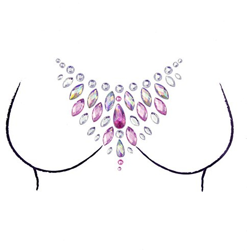 Oblique Unique® Dekolleté Aufkleber Strasssteine Juwelen Sticker Schmucksteine Selbstklebend für Junggesellenabschied JGA Fasching Karneval Fest Feier Party