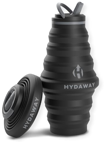 HYDAWAY - Bouteille d'eau pliable, couvercle à rabat, facile à emporter, pratique lors de vos déplacements, silicone de qualité alimentaire, 750 ml