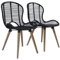 Tidyard 2er Set Gartenstuhl Stapelstuhl Bistrostuhl Balkonstuhl, aus natürlichem Rattan+ Holzbeine, Wasserabweisend, 48 x 64 x 85 cm (B x T x H), Schwarz