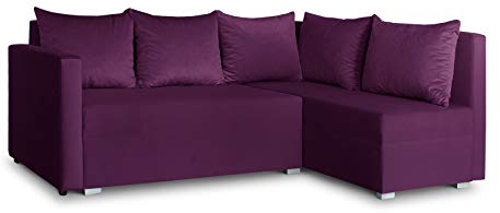 Ecksofa mit Schlaffunktion Filo - Couchgarnitur mit Bettkasten, Couch L-Form, Sofagarnitur, Schlafsofa, Polsterecke, Bett (Lila (Kronos 03), Ecksofa Rechts)