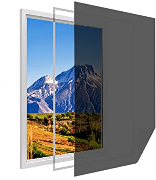 LEDLUX Kit Zanzariera Per Finestra Grande Misura 150X250cm, Adesiva Con Nastro Colore Bianca (150X250cm, Nero)