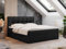 MKS MEBLE Boxspringbett 180x200 mit Bettkasten Schwarz Kunstleder, Bett mit Matratze H4 Topper, Polsterbett 180x200 mit Bettkasten Kopfteil, Boxspringbett mit Matratze H4, RICO Schwarz Kunstleder