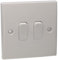 kenable 2 Gang 2 Way 10A Double Light Switch Rounded Faceplate White [2 Gang (2 Way) Light Switch]