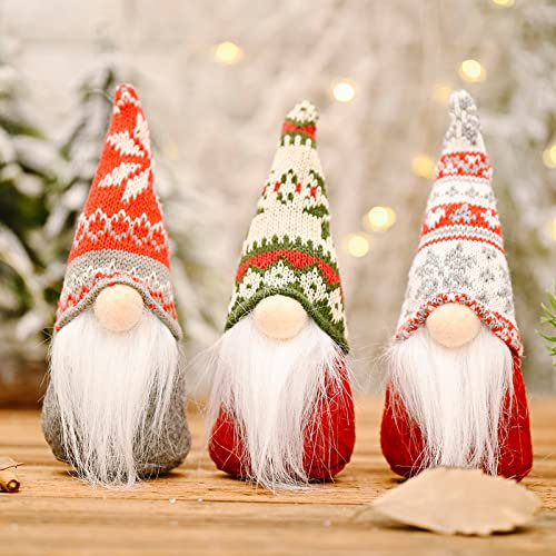 SUOXU 3 Stück Weihnachtsdekorationen Zwerge Plüsch Santa, Weihnachten Gonk Zwerg Elf Figuren Spielzeug Outdoor Indoor Fenster Tisch Xmas Ornamente Party Decor Merry Christmas Holiday Supplies Plüsch