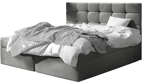 Mirjan24 Boxspringbett Gazel mit 2 Bettkasten, Bonell-Matratze und Topperr, Continentalbett, Polsterbett, Amerikanisches Bett, Ehebett, gepolstertes Kopfteil (Manila 16, 180 x 200 cm)