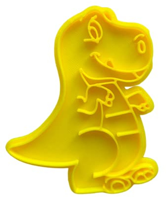 The Cookie Cutter Hub 10cm Baby T-Rex Dinosaur Cookie Cutter and Matching Embosser for Cookies Biscuits Clay Baking Decoration