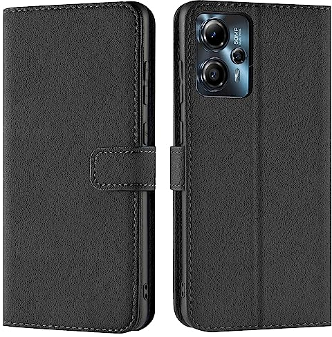 Verco Coque pour Motorola Moto G13 / G23, Housse Portefeuille pour Motorola G13 / G23 Etui en Cuir Synthétique Fonction Stand Case, Noir
