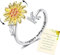 Frauen Sonnenblume Initial Brief Spinner Ring Offen Einstellbarer Ring CZ Ringe Daisy Stress Entlastung Ring Schmuck Geschenk für Frauen Mädchen