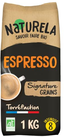 NATURELA - Café Grains Bio - Espresso Signature - 1 kg | Torréfaction Lente - Fabriqué en France