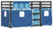 vidaXL Etagenbett, Kinderbett mit Vorhängen Leiter, Hochbett Spielbett für Kinder ab 6 Jahren, Doppel Stockbett Bett, Blau 90x190cm Massivholz Kiefer