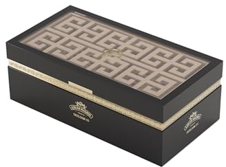 Zigarren Humidor ADRIAN MAGNUS Spanische Zeder hölzerne Zigarrenbox, Exceslium 100, Hygrometer, Luxus-Humidor, 100-150 Zigarren (Schwarz)