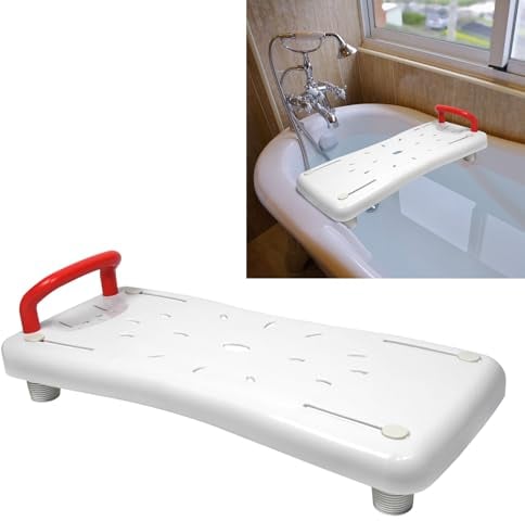 TANYEAR Badewannenbrett, Sitzbrett Badewannensitz Wannensitz Senioren Wannenbrett, Belastbarkeit bis zu 150 kg, für Badewanne, mit Rot Griff, 70 cm × 31cm