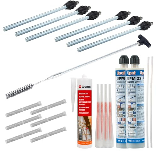 Schwerlast-Befestigung Thermax M16, 12–17cm WDVS (6X Befestigungspunkte) | Terrassenüberdachungen, Markisen & Vordächer an 12–17cm Dämmung: inkl. 450-mm-Bohrlochbürste, Verbundmörtel, Maleracryl