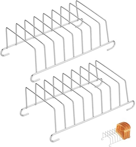 BaiDekun 2 Stück Toastständer, Brötchenaufsatz für Toaster und Heißluftfritteuse, Edelstahl Toast Rack für Küche und Restaurant, Platzsparendes Design