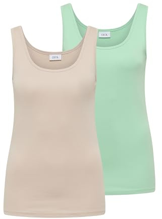 Cecil Damen Basic Top mit Rundhals im 2er-Pack