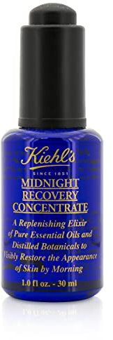 KIEHL'S Midnight Recovery Concentrate, natürliches Gesichtsöl mit natürlichem Lavendel- und Nachtkerzenöl, Anti-Aging-Nachtpflege Serum zur Erholung der Haut über Nacht