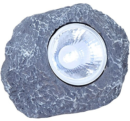 LED Solar Außenleuchte Stein grau Garten Dekoleuchte Gartenlampe Außendekoration
