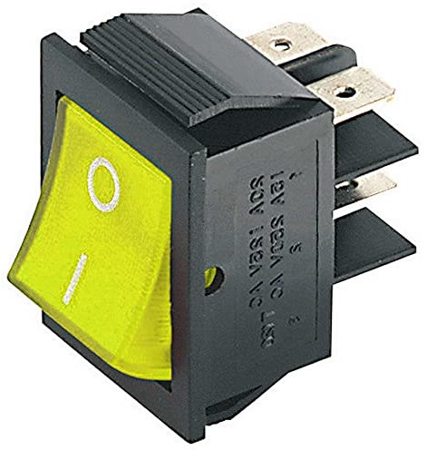 1 x INTERRUTTORE BIPOLARE LUMINOSO GIALLO 15A - 250 VOLT