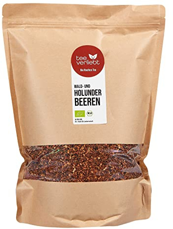 teeverliebt - Bio Rooibos Tee Wald- und Holunderbeeren 1000 g I Loser Rotbusch-Tee - koffeinfrei I Fruchtige Beeren & Würziger Roibusch I Aus kontrolliert biologischem Anbau I 1 kg