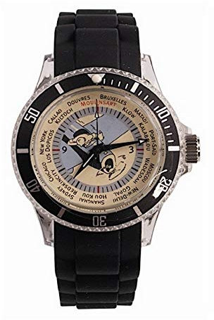 Moulinsart Herren Uhr mit Silikonarmband für Erwachsene - Tintin Reise 82412 (2012)