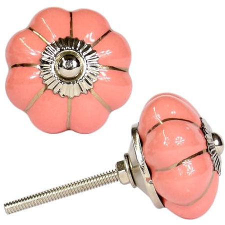 Oriental Galerie Möbelgriff Blumen Form geschwungen Schubladengriff Möbelknopf Landhausstil Porzellan Keramik Knopf Messing viele Farben, Modell:G18