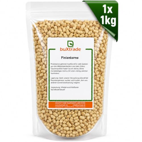 Buxtrade Pinienkerne naturbelassen – Grade A1, 100 g bis 25 kg, aromatisch | Pesto, Salate, Pasta & Backen: ungesalzen, ungeröstet, vielseitig einsetzbar, ideal als Topping, zum Kochen & Verfeinern