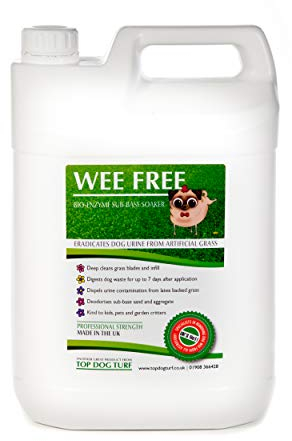 WEE FREE 5 Ltr Artificial Grass Cleaner and Pet Odour Eliminator for Dog Urine - Neutraliser and Deodoriser for Dog Wee on Astro Turf and Fake Lawns. Safe for Dogs and Animals.