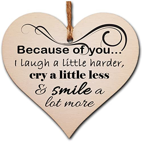 Inspirational Wooden Heart Sign – Hanging Home Decor with Uplifting Message – Great Gift for Her, Bedroom, Office, or Hallway