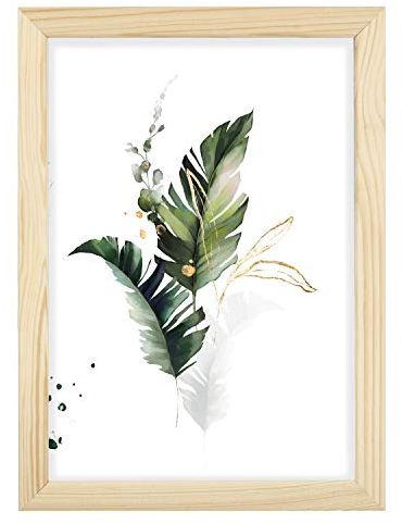 Bilderrahmen A4 21x30 cm – Farbe Natur aus Holz, mit Acrylglas – zum vertikalen oder horizontalen Aufhängen/Aufstellen, für Fotos, Poster, Puzzles