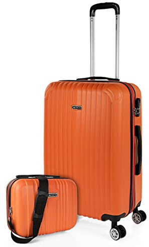 ITACA - Kosmetikkoffer Hartschale Groß, Beautycase Damen, Trolley& Handgepäck Koffer: Beauty Case Hartschale, Kosmetik Koffer, Kosmetiktasche Groß - Ideal für Reisen! T71535, Mandarine