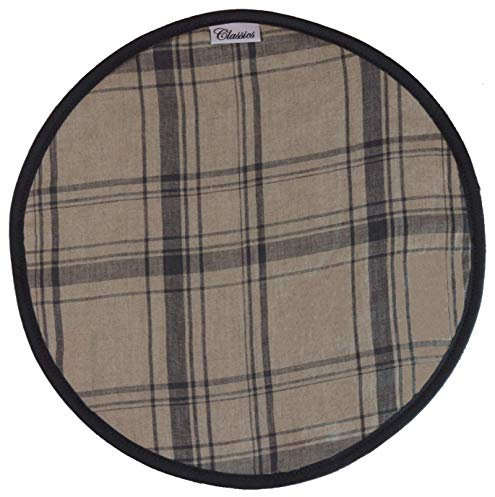Black & Beige Linen, with Cream Toweling Hob Cover/Chefs Pad Designed for use with AGA Type Range Cookers