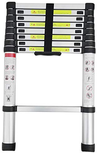 2.6M Extension Ladder Aluminium Folding Step Ladder 8.5Ft Extendable Telescopic Ladders Heavy Duty 150kg Capacity EN131 CE Safety Standard for Office Garden Loft Home