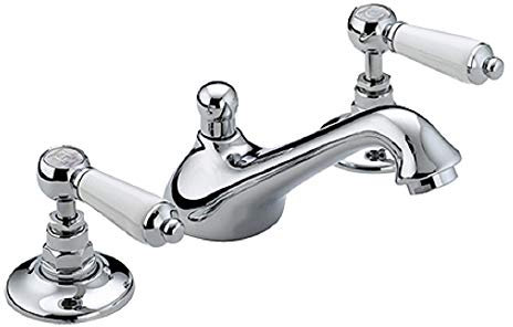 Bristan RS2 3HBAS C Renaissance 3 Hole Basin Mixer with Pop-up Waste Bathroom Tap, Chrome