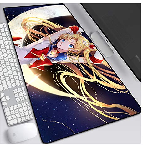 ITBT Sailor Moon Tapis de Souris XL 800x300mm Hydrorésistant Anime Mouse Pad Grand Tapis de Souris Gamer avec Base en Caoutchouc Anti-Glissant Surface Texturée pour Ordinateur et PC, G