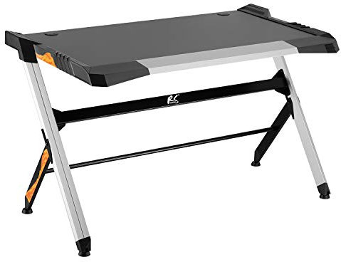 NanoRS RS150 Gaming Tisch mit bunten LED RGB-Lichtern Computertisch Ergonomischer Schreibtisch Kabelmanagementsystem 129,5 x 72,5cm bis 50kg