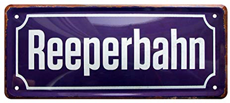 helges-shop Reeperbahn - Retro Dekoration Blechschild - Metallschild im Straßenschild Stil - Deko Schild für Hamburg St. Pauli Fans - Wanddeko inkl. Befestigungsset - 28x12cm