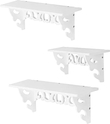 Trintion 3er Set Wandregal Hängeregal 30cm 45cm 60cm U Form Schweberegal Hängeregal Wandboard Schweberegal Holz Kunststoff Verbund Weiß Deko Regalbrett für Schlafzimmer Büro Wohnzimmer Badregal
