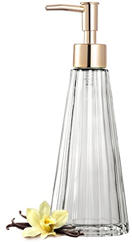 EMPO Dispensador de jabón de Cristal Vintage Elegante, jabón líquido, desinfectante/Botella de champú con pompa, dispensador de jabón de Manos Accesorios de baño (Transparente)