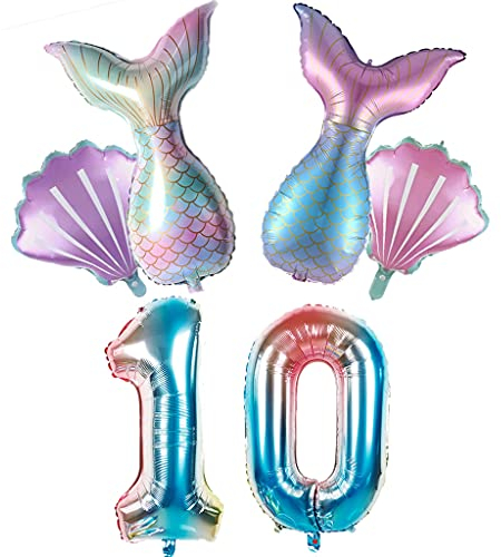 Großes Meerjungfrau Luftballons 10 Jahre geburtstag Deko Mädchen Set 10 Jahre Kindergeburtstag Deko Meerjungfrau Folienballon 10. Geburtstag dekoration Mädchen ballons 10 Geburtstag Deko Mädchen (10)